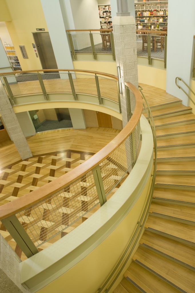 hardwood stairs at the Germantown Public Library