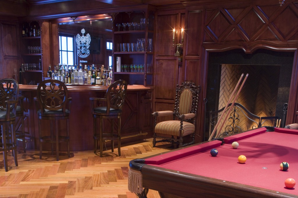 billiard room hardwood floors
